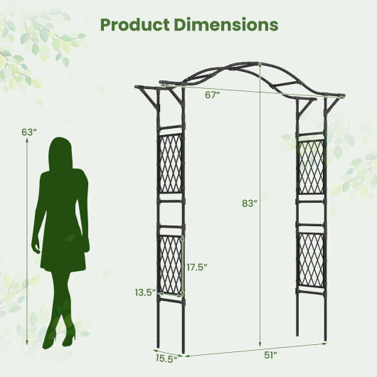 67 x 83 Inch Garden Arch Trellis Metal Pergola Arbor for Climbing Plants-Black LuxuryLifeWay Online Store