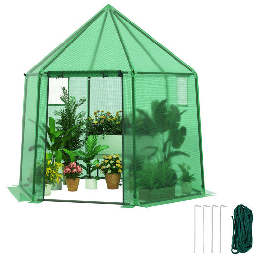 6.5 x 5.6 x 6.2 FT Mini Walk-in Greenhouse Portable Outdoor Warm House for Winter with PE Cover-Green LuxuryLifeWay Online Store