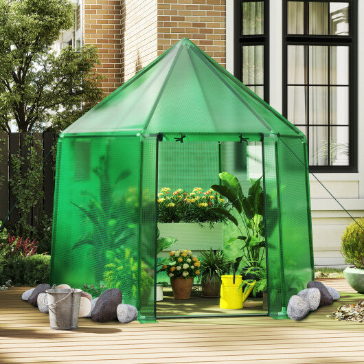 6.5 x 5.6 x 6.2 FT Mini Walk-in Greenhouse Portable Outdoor Warm House for Winter with PE Cover-Green LuxuryLifeWay Online Store