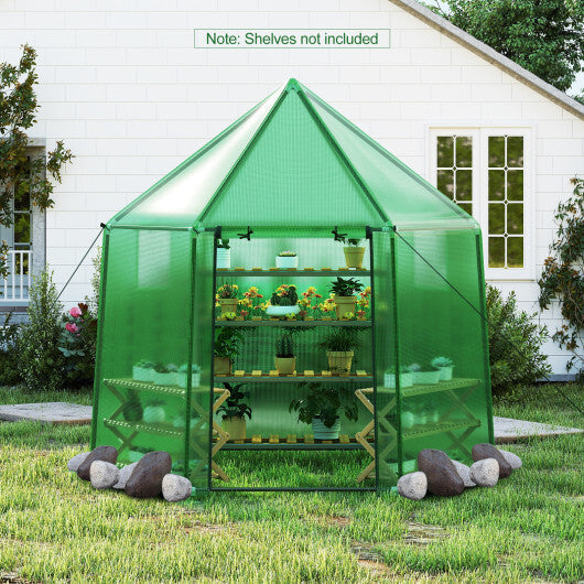 6.5 x 5.6 x 6.2 FT Mini Walk-in Greenhouse Portable Outdoor Warm House for Winter with PE Cover-Green LuxuryLifeWay Online Store