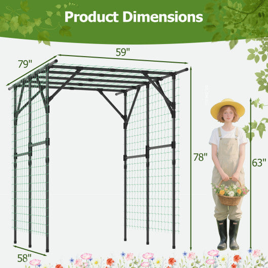 Large Garden Arch Trellis for Climbing Plants Outdoor Grape Vine Support-Black LuxuryLifeWay Online Store