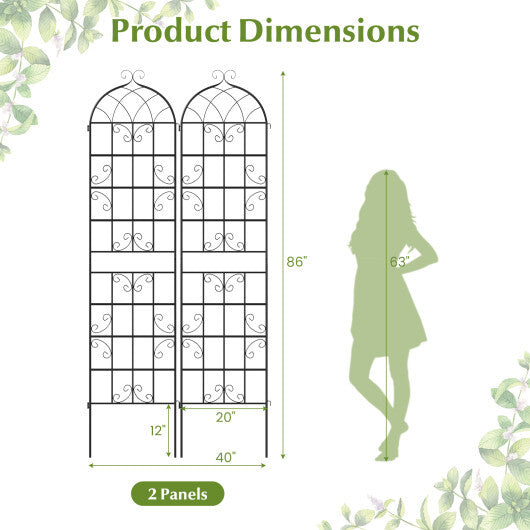 2 Pack 86" x 20" Metal Garden Trellis for Outdoor Climbing Plants LuxuryLifeWay Online Store