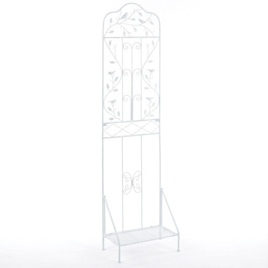 75 x 20 Inch Outdoor Metal Garden Trellis with Foldable Bottom Shelf-White LuxuryLifeWay Online Store