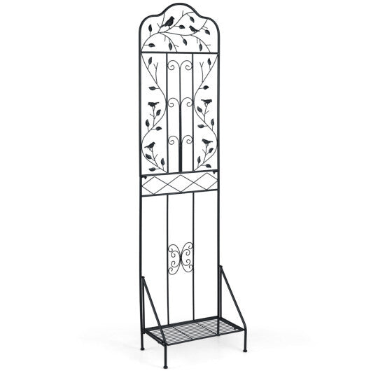 75 x 20 Inch Outdoor Metal Garden Trellis with Foldable Bottom Shelf-White LuxuryLifeWay Online Store