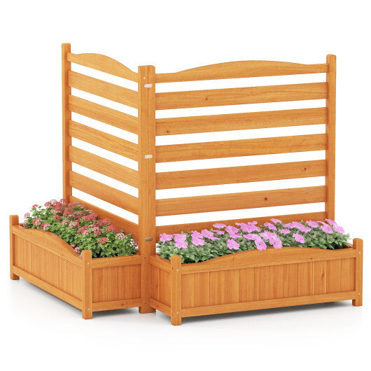 2-Panel Freestanding Outdoor Wood Privacy Screen-Yellow LuxuryLifeWay Online Store