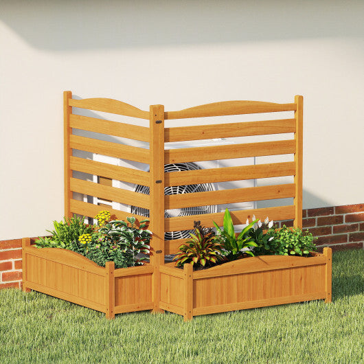 2-Panel Freestanding Outdoor Wood Privacy Screen-Yellow LuxuryLifeWay Online Store