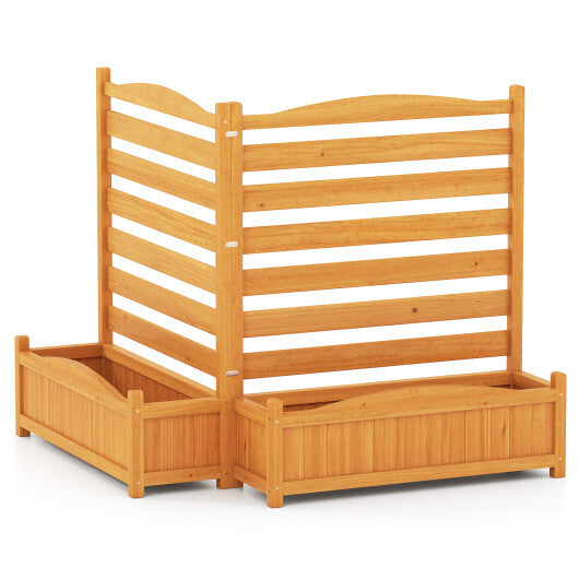 2-Panel Freestanding Outdoor Wood Privacy Screen-Yellow LuxuryLifeWay Online Store