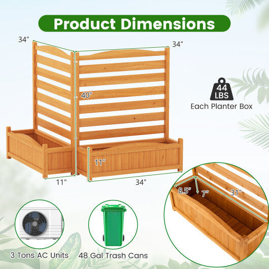 2-Panel Freestanding Outdoor Wood Privacy Screen-Yellow LuxuryLifeWay Online Store