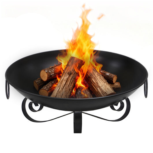 24 Inch Heavy-Duty Metal Fire Pit Bowl Outdoor Wood-Burning Firepit with Handles LuxuryLifeWay Online Store