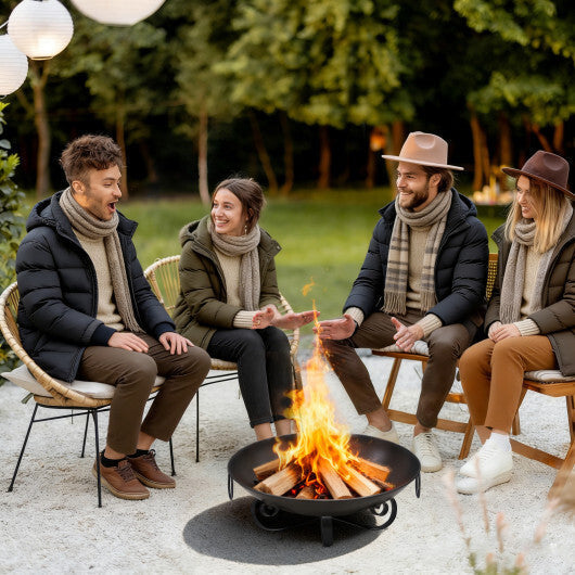 24 Inch Heavy-Duty Metal Fire Pit Bowl Outdoor Wood-Burning Firepit with Handles LuxuryLifeWay Online Store