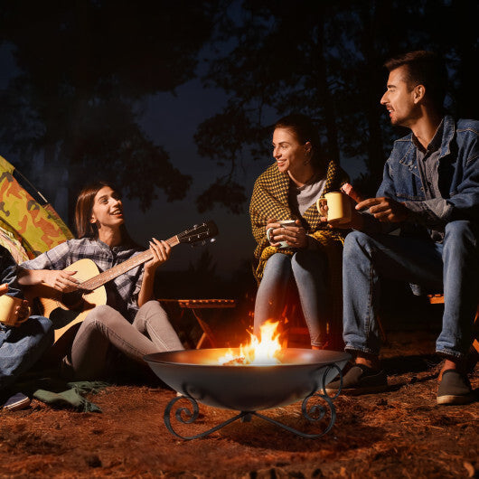 24 Inch Heavy-Duty Metal Fire Pit Bowl Outdoor Wood-Burning Firepit with Handles LuxuryLifeWay Online Store
