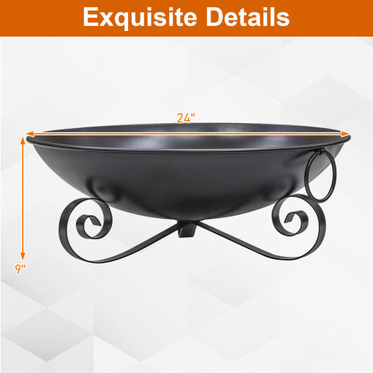 24 Inch Heavy-Duty Metal Fire Pit Bowl Outdoor Wood-Burning Firepit with Handles LuxuryLifeWay Online Store