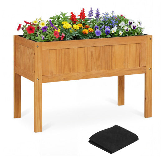 Wood Raised Garden Bed Elevated Planter Box with Bed Liner and Drainage Holes for Vegetables Flowers Herbs-Orange LuxuryLifeWay Online Store
