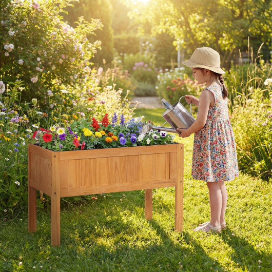 Wood Raised Garden Bed Elevated Planter Box with Bed Liner and Drainage Holes for Vegetables Flowers Herbs-Orange LuxuryLifeWay Online Store