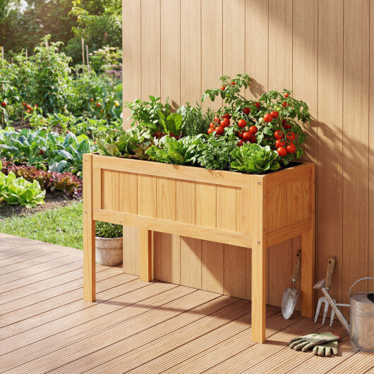 Wood Raised Garden Bed Elevated Planter Box with Bed Liner and Drainage Holes for Vegetables Flowers Herbs-Orange LuxuryLifeWay Online Store