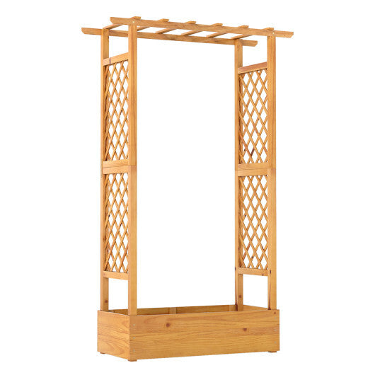 70 Inch Wooden Raised Garden Bed with Lattice Trellis-Natural LuxuryLifeWay Online Store