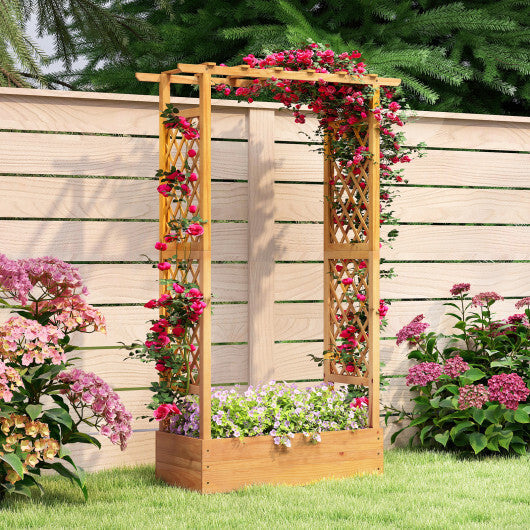 70 Inch Wooden Raised Garden Bed with Lattice Trellis-Natural LuxuryLifeWay Online Store