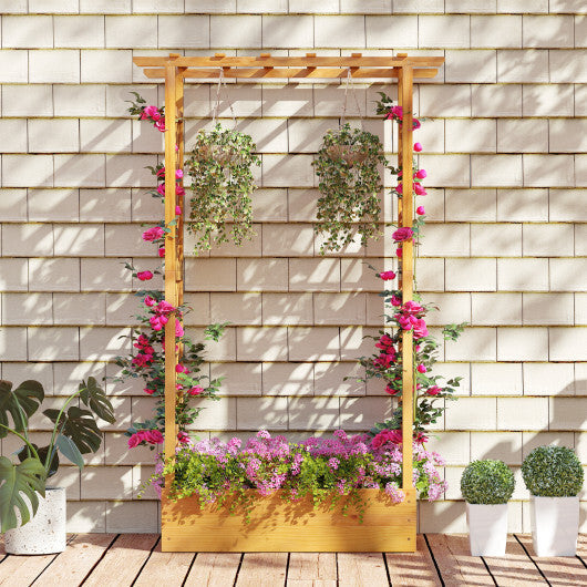 70 Inch Wooden Raised Garden Bed with Lattice Trellis-Natural LuxuryLifeWay Online Store