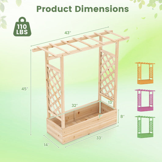 45 inch Tall Wooden Raised Garden Bed with Side Trellis and Hanging Roof-Orange