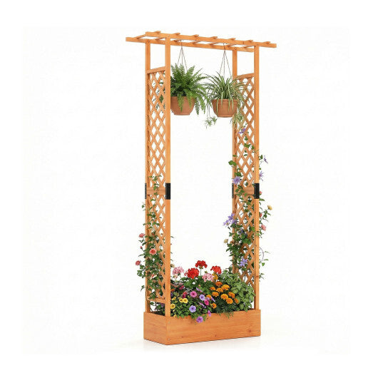 89 Inch Tall Wooden Raised Garden Bed with Side Trellis and Hanging Roof Drainage Holes-Orange LuxuryLifeWay Online Store