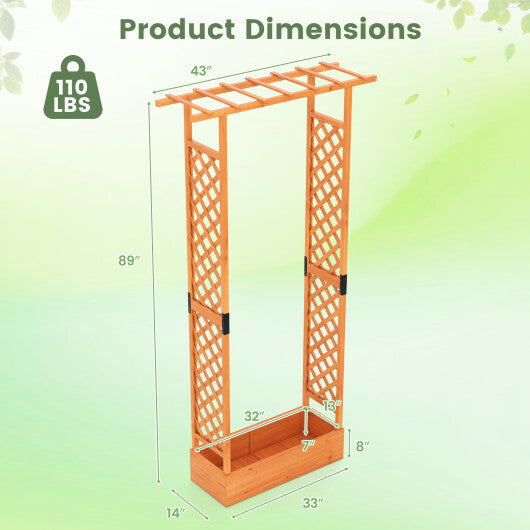 89 Inch Tall Wooden Raised Garden Bed with Side Trellis and Hanging Roof Drainage Holes-Orange LuxuryLifeWay Online Store