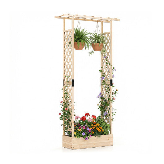 89 Inch Tall Wooden Raised Garden Bed with Side Trellis and Hanging Roof Drainage Holes-Orange LuxuryLifeWay Online Store