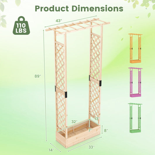89 Inch Tall Wooden Raised Garden Bed with Side Trellis and Hanging Roof Drainage Holes-Orange LuxuryLifeWay Online Store