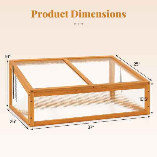 Wood Cold Frame Greenhouse Raised Planter Bed Protection with Transparent Flip-top Roof-Orange