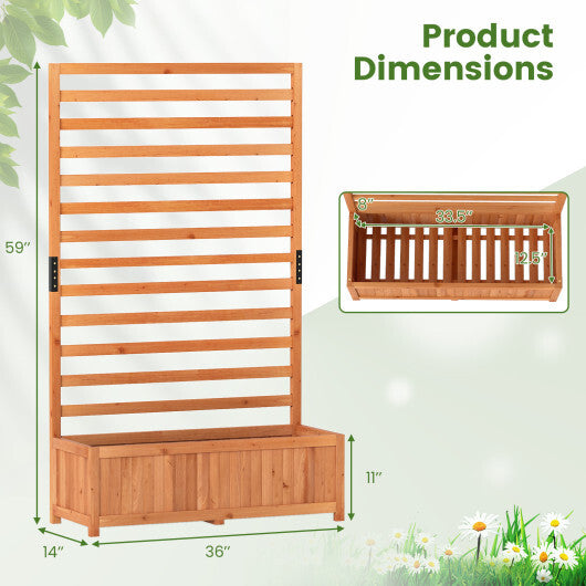 Wooden Raised Garden Bed 59 Inch Tall Elevated Planter Box with Vertical Trellis-Orange