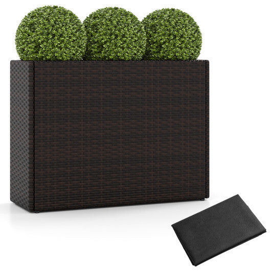 24 Inch Tall Raised Garden Bed All-Weather PE Rattan Wicker Flowerpot with Liner LuxuryLifeWay Online Store