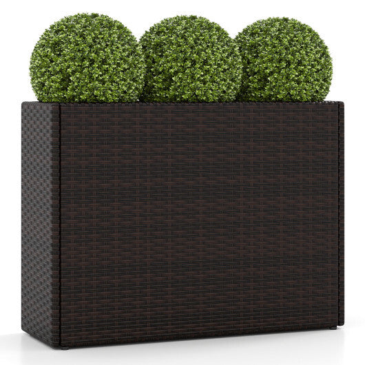 24 Inch Tall Raised Garden Bed All-Weather PE Rattan Wicker Flowerpot with Liner LuxuryLifeWay Online Store