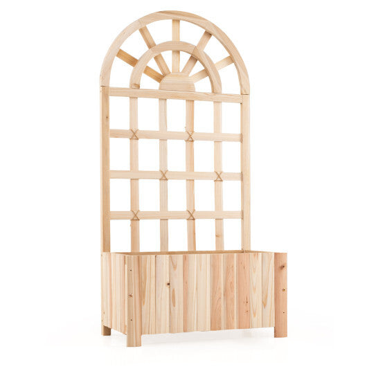 Wooden Raised Garden Bed with Trellis 48 Inch Outdoor Screen-Natural LuxuryLifeWay Online Store