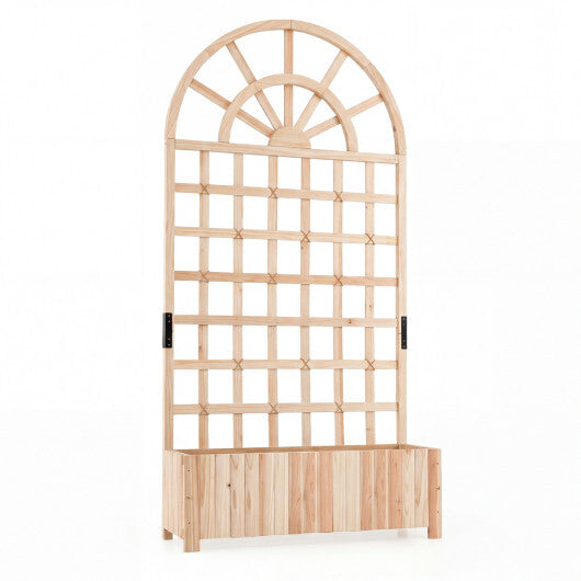 Wooden Raised Garden Bed with Trellis 71" Outdoor Planter Box Privacy Screen-Natural LuxuryLifeWay Online Store