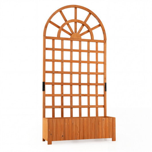 Wooden Raised Garden Bed with Trellis 71" Outdoor Planter Box Privacy Screen-Natural LuxuryLifeWay Online Store