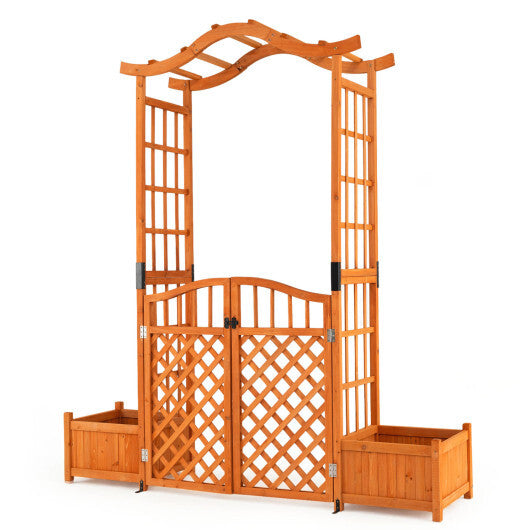 83" Garden Arbor with Gate and 2 Planter Boxes-Yellow LuxuryLifeWay Online Store