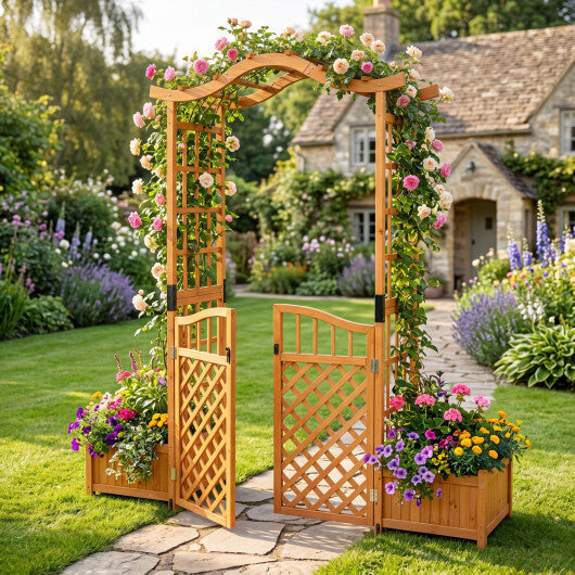 83" Garden Arbor with Gate and 2 Planter Boxes-Yellow LuxuryLifeWay Online Store