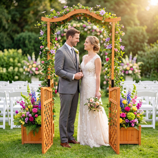 83" Garden Arbor with Gate and 2 Planter Boxes-Yellow LuxuryLifeWay Online Store