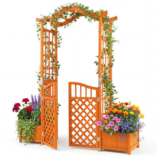 83" Garden Arbor with Gate and 2 Planter Boxes-Yellow LuxuryLifeWay Online Store