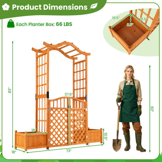 83" Garden Arbor with Gate and 2 Planter Boxes-Yellow LuxuryLifeWay Online Store