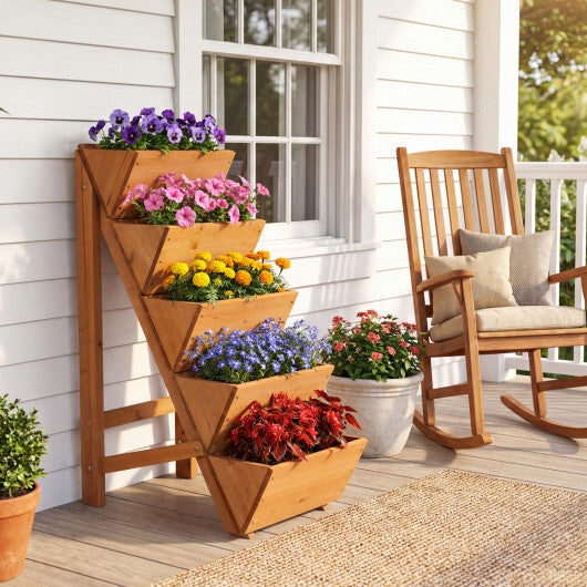 5-tier Vertical Raised Garden Bed Wood Elevated Planter Box with Legs-Orange LuxuryLifeWay Online Store