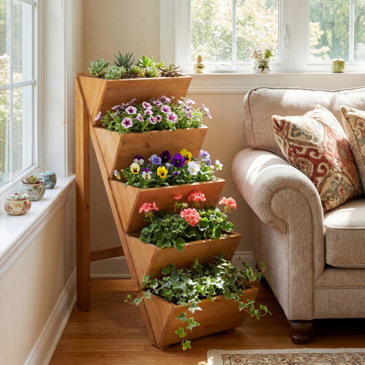5-tier Vertical Raised Garden Bed Wood Elevated Planter Box with Legs-Orange LuxuryLifeWay Online Store