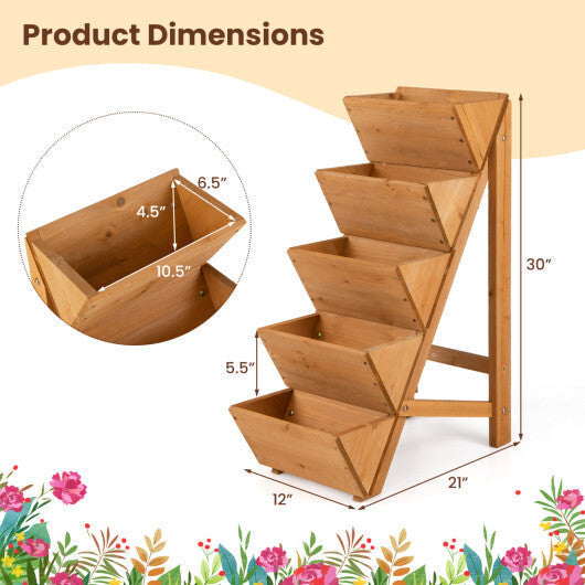5-tier Vertical Raised Garden Bed Wood Elevated Planter Box with Legs-Orange LuxuryLifeWay Online Store
