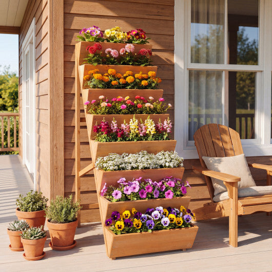 8-tier Vertical Raised Garden Bed Wood Elevated Planter Box with Legs-Orange LuxuryLifeWay Online Store