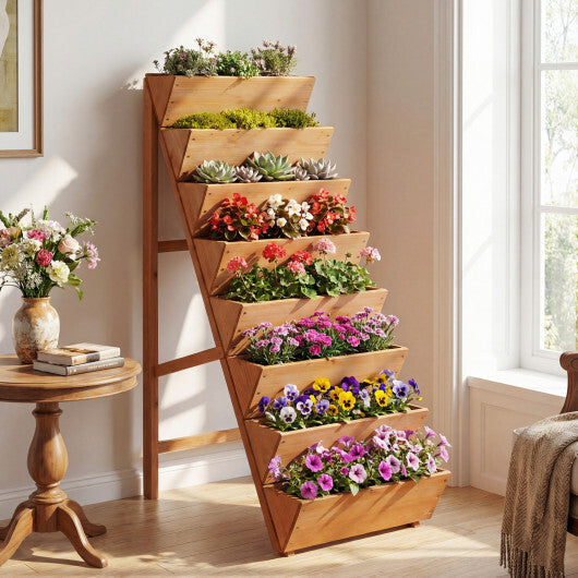 8-tier Vertical Raised Garden Bed Wood Elevated Planter Box with Legs-Orange LuxuryLifeWay Online Store