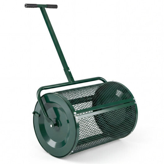 Compost Spreader 24 Inch Peat Moss Spreader Roller with Height-adjustable T-shape Handle-Green LuxuryLifeWay Online Store