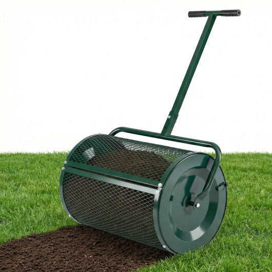Compost Spreader 24 Inch Peat Moss Spreader Roller with Height-adjustable T-shape Handle-Green LuxuryLifeWay Online Store