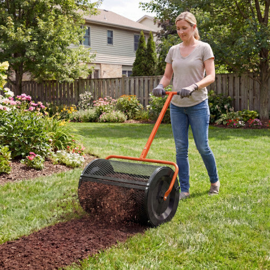 Compost Spreader 24 Inch Peat Moss Spreader Roller with Height-adjustable T-shape Handle-Green LuxuryLifeWay Online Store