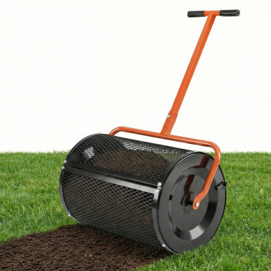Compost Spreader 24 Inch Peat Moss Spreader Roller with Height-adjustable T-shape Handle-Green LuxuryLifeWay Online Store