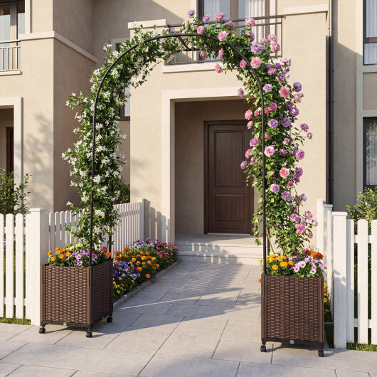 Garden Arch Trellis with 2 Self-watering Planter Boxes for Party Yard Lawn-Black LuxuryLifeWay Online Store