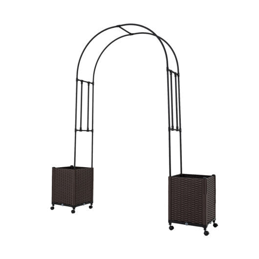 Garden Arch Trellis with 2 Self-watering Planter Boxes for Party Yard Lawn-Black LuxuryLifeWay Online Store